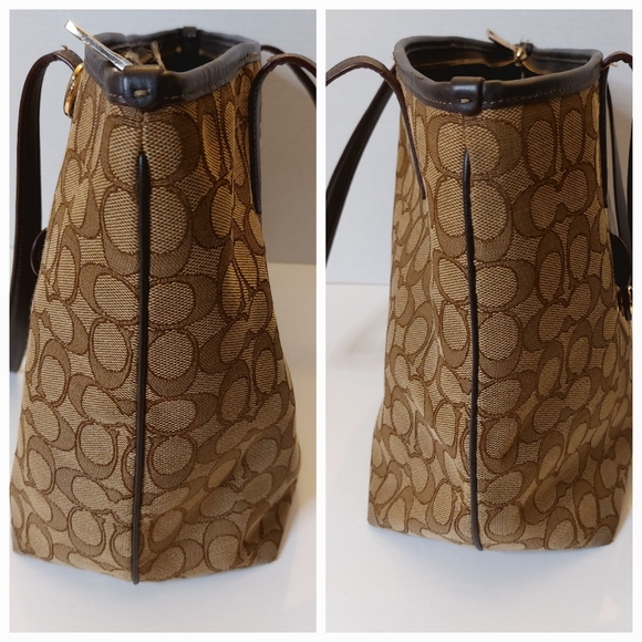 Coach Taylor Signature "C" All Tote/Satchel Bag/Purse Khakis & Brown - Picture 10 of 16